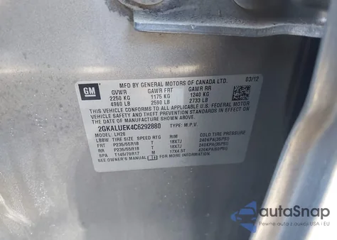 2012 GMC Terrain Slt-1 из США, поврежденный, VIN 2GKALUEK4C6292880